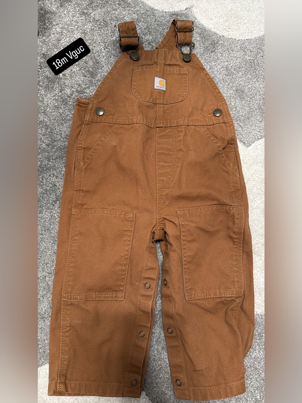 Carhartt Brown Toddler Canvas Overalls with Front Pocket